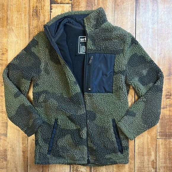 Urban Pipeline Jacket Size 8 Green Camo Full zip Fleece lined Sherpa - Picture 4 of 6